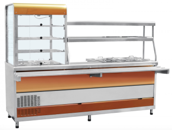 Прилавок-витрина  (витрина слева) Abat ПВХМ-70КМУ красное золото (210000802011) в ШефСтор (chefstore.ru)